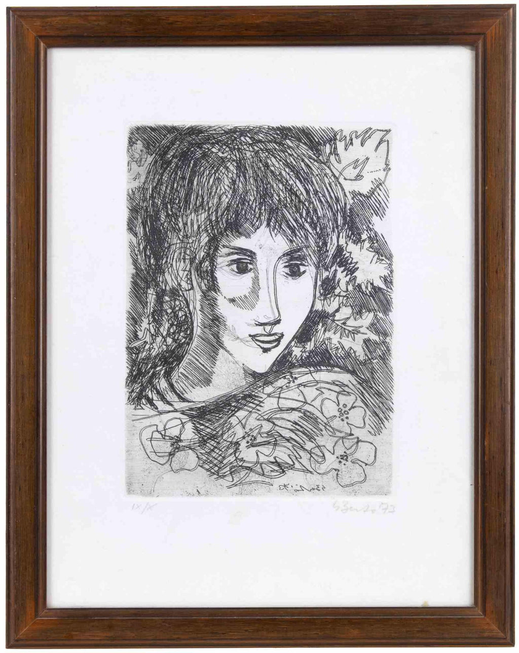 Pulitzer Prize Winner Norman Mailer Portrait Etching Line Drawing