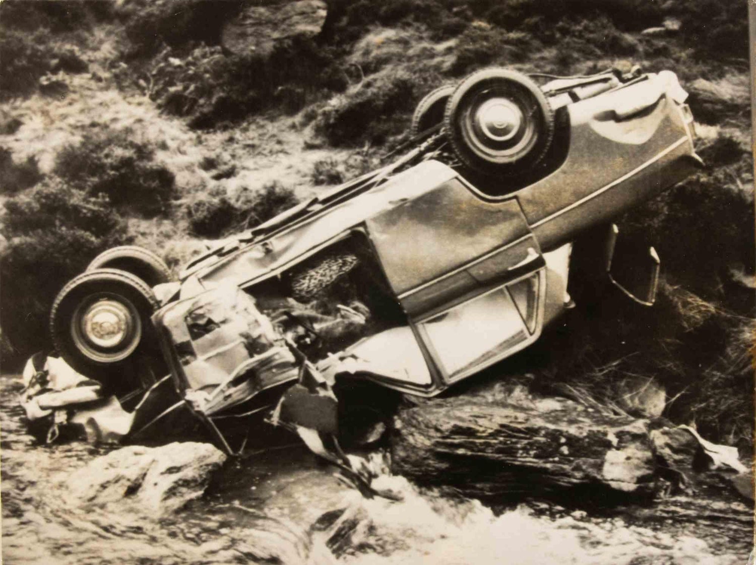 Vintage Silver Gelatin Old Car Wreck Photographer Nona Hatay