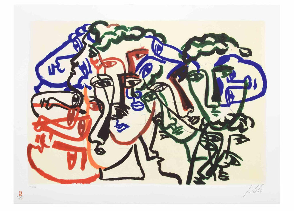 Lithograph Italian Post Modernist Figurative Pop Art