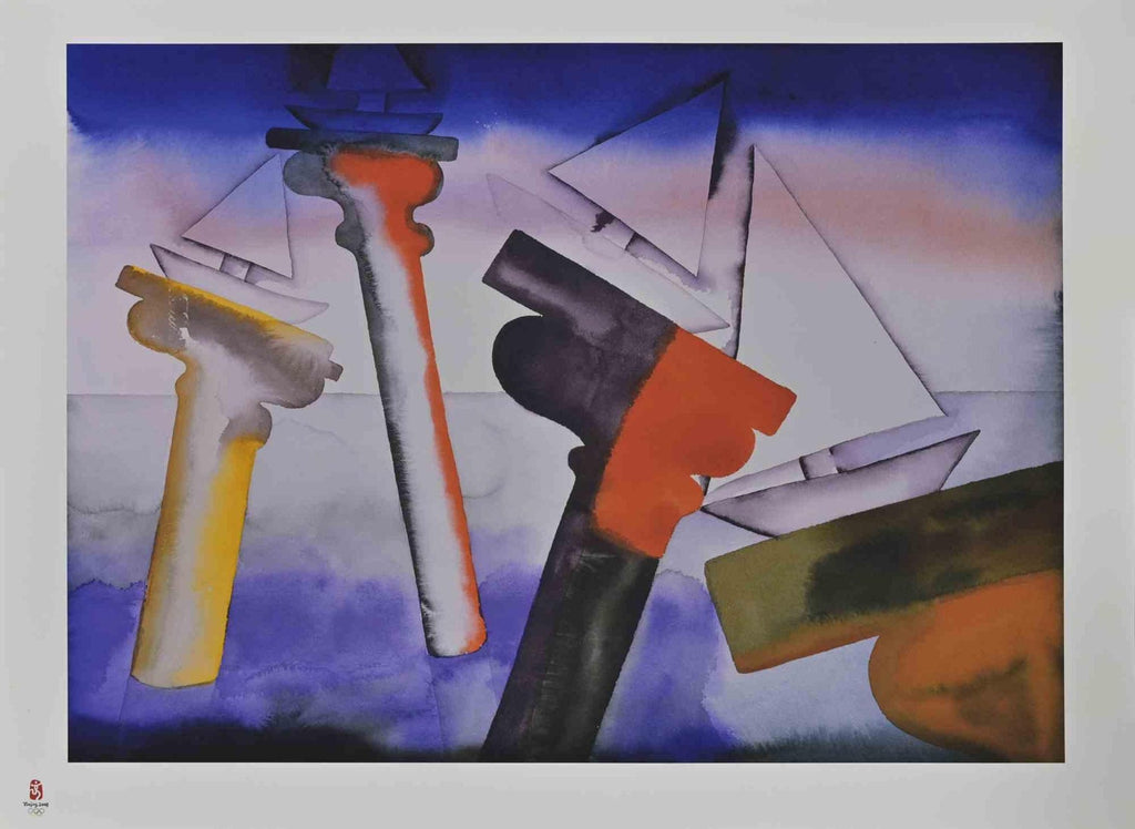 Large Italian Aquatint Etching Francesco Clemente Neo Expressionist Avant Garde