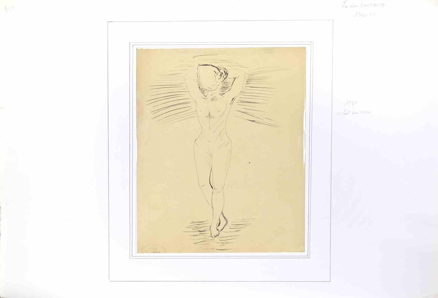 Large Drawing of Boy by French Armenian Modernist Jean Jansem Ecole De Paris Art
