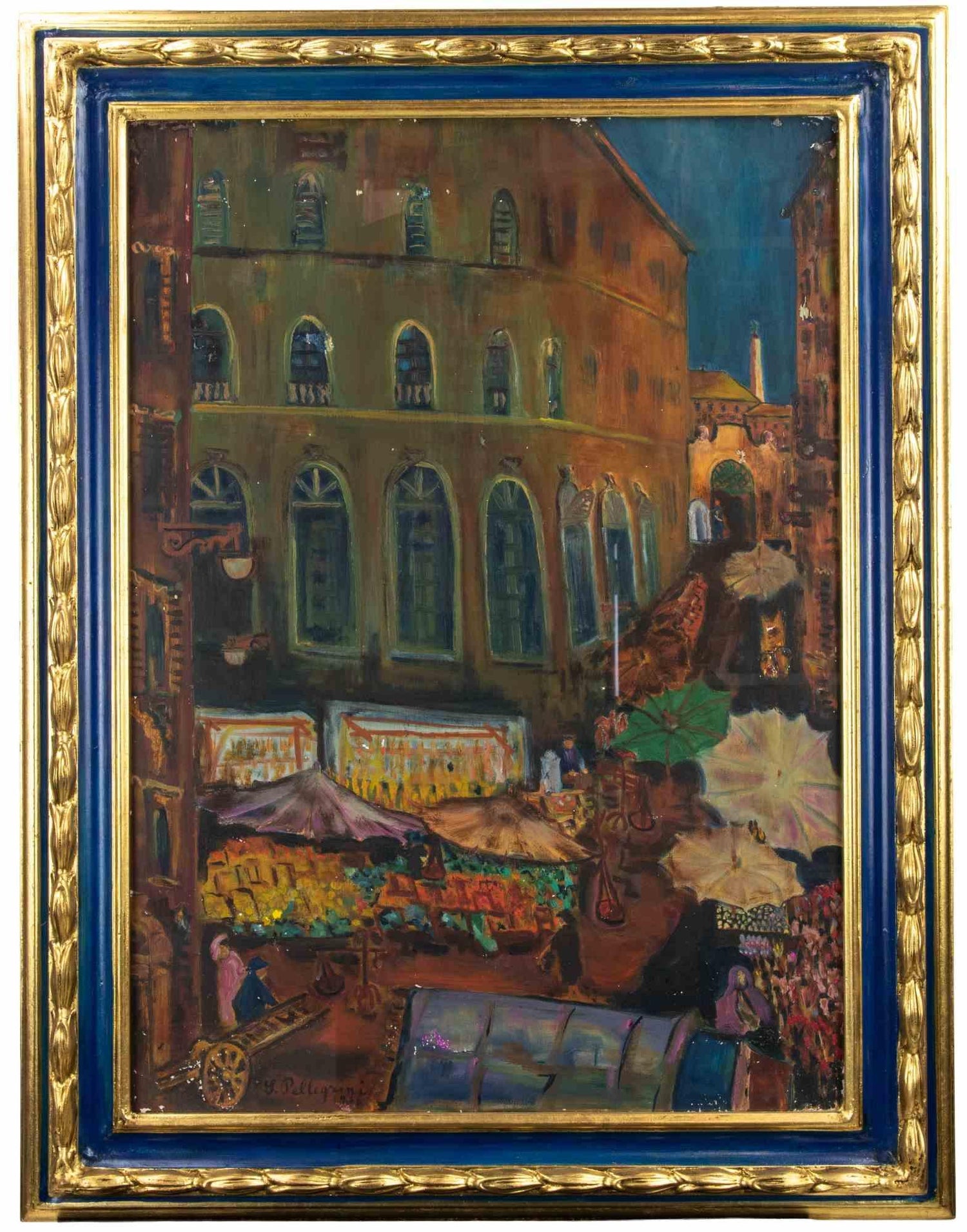 Shopping the Market Shuk Machane Yehuda Israeli Modernist Oil Pastel Painting