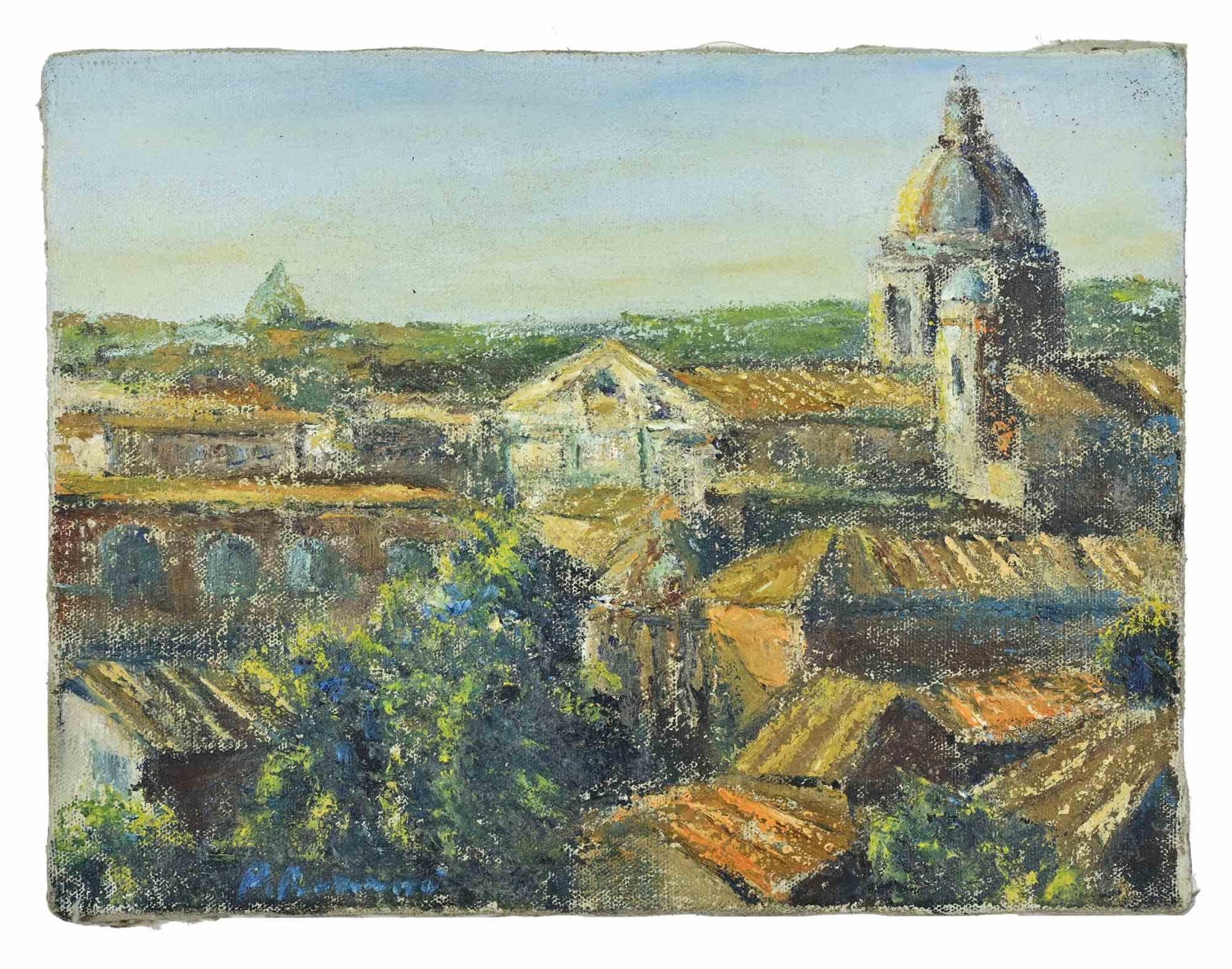 Oil Painting Italian Cityscape Rome Architecture Tonino Antonio Caputo