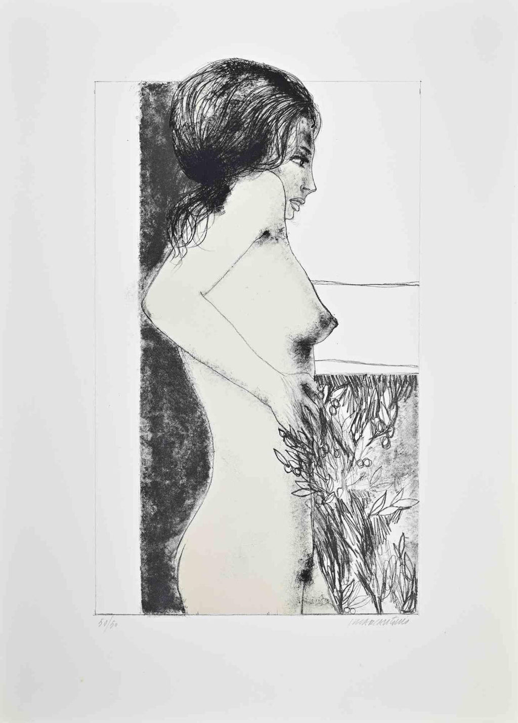 Erotic Nude French Surrealist Aquatint Etching Photo Collage Silkscreen Print