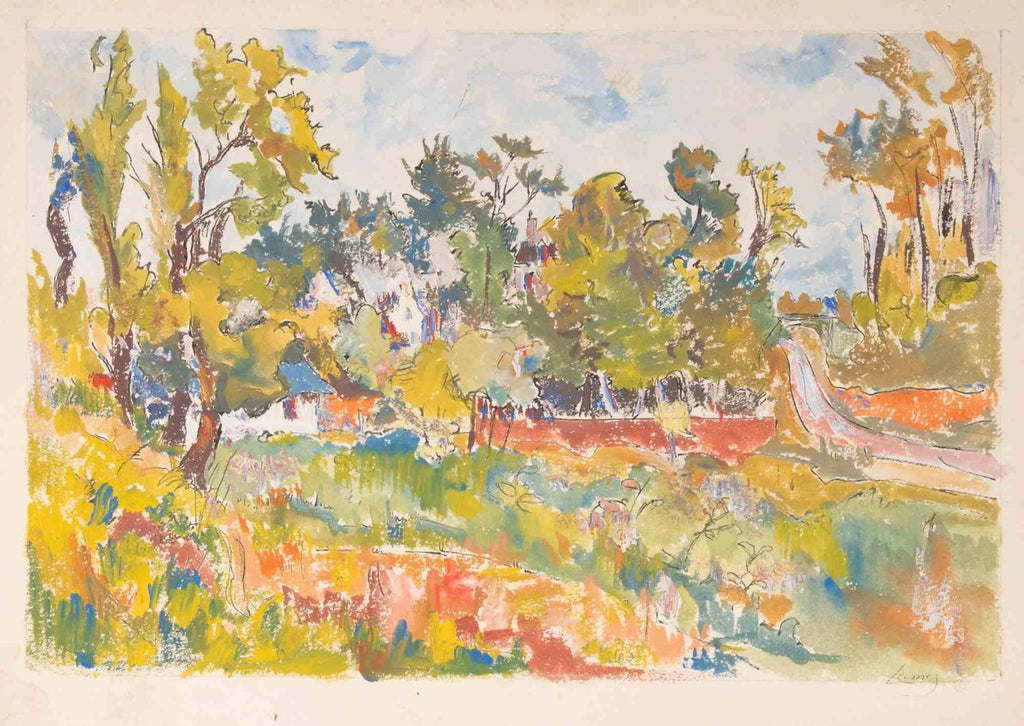 Israeli Modernist Watercolor Painting Jerusalem Landscape Bezalel School Avniel