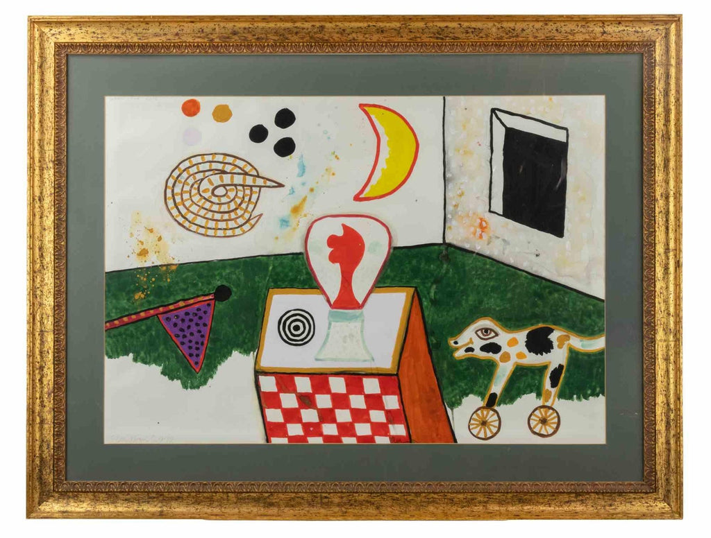 Vibrant Alan Davie Scottish Colorful Surrealist British Pop Art Village Painting