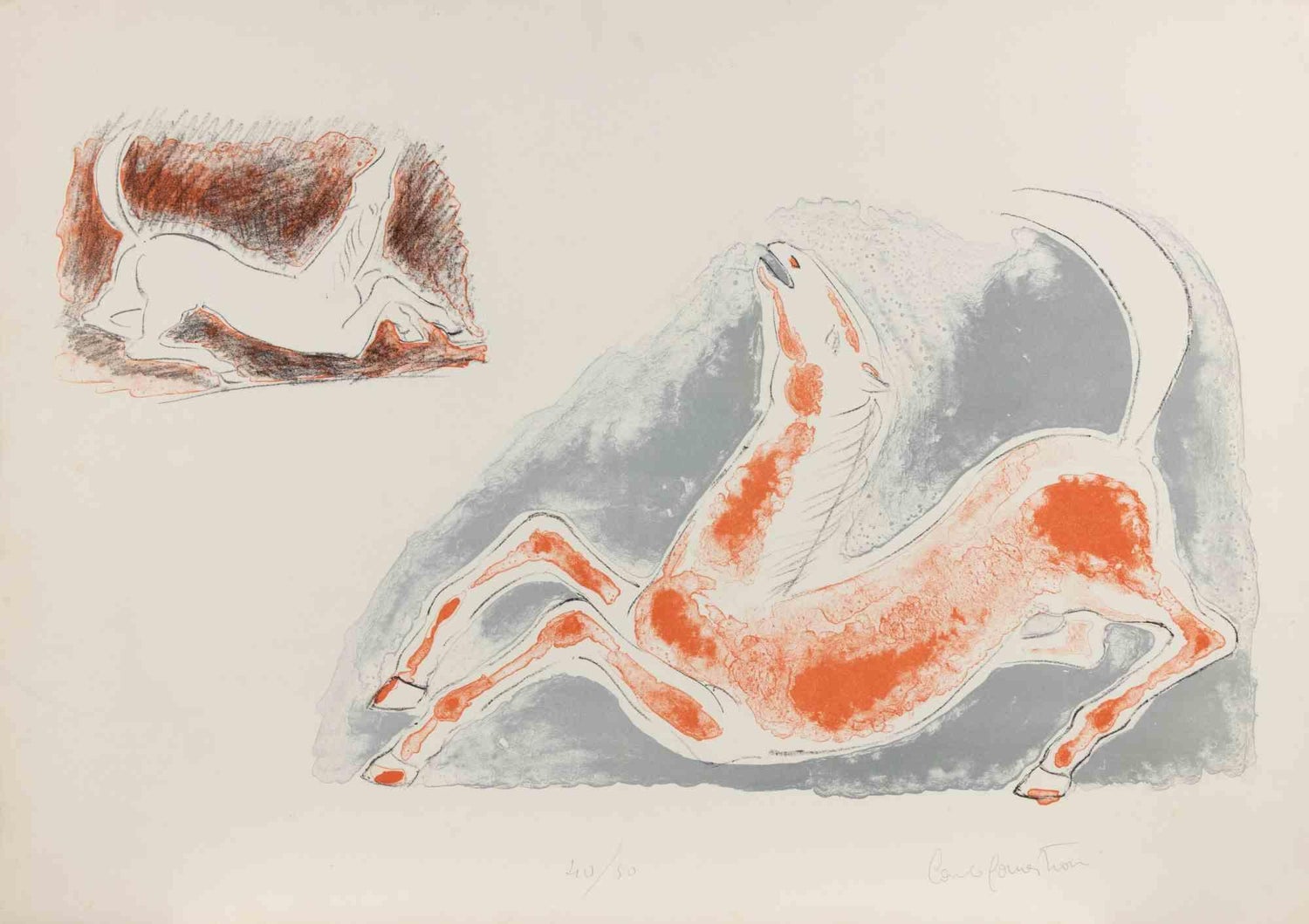 Modern Israeli Lithograph Reuven Rubin Views Of Israel Judaica Horses, Riders