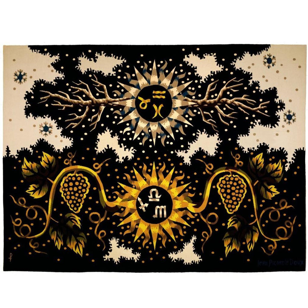 Art Deco French Modernist Handmade Aubusson Gobelin Tapestry Jean Picart Le Doux