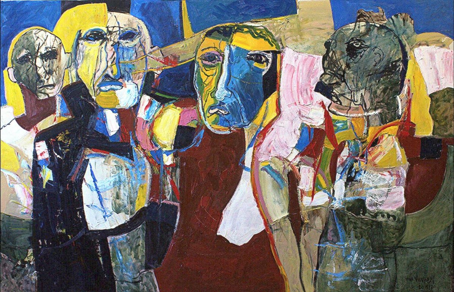 Israeli Judaica Original Painting, "Temptation" Dancing Polish Artist Arie Dubi