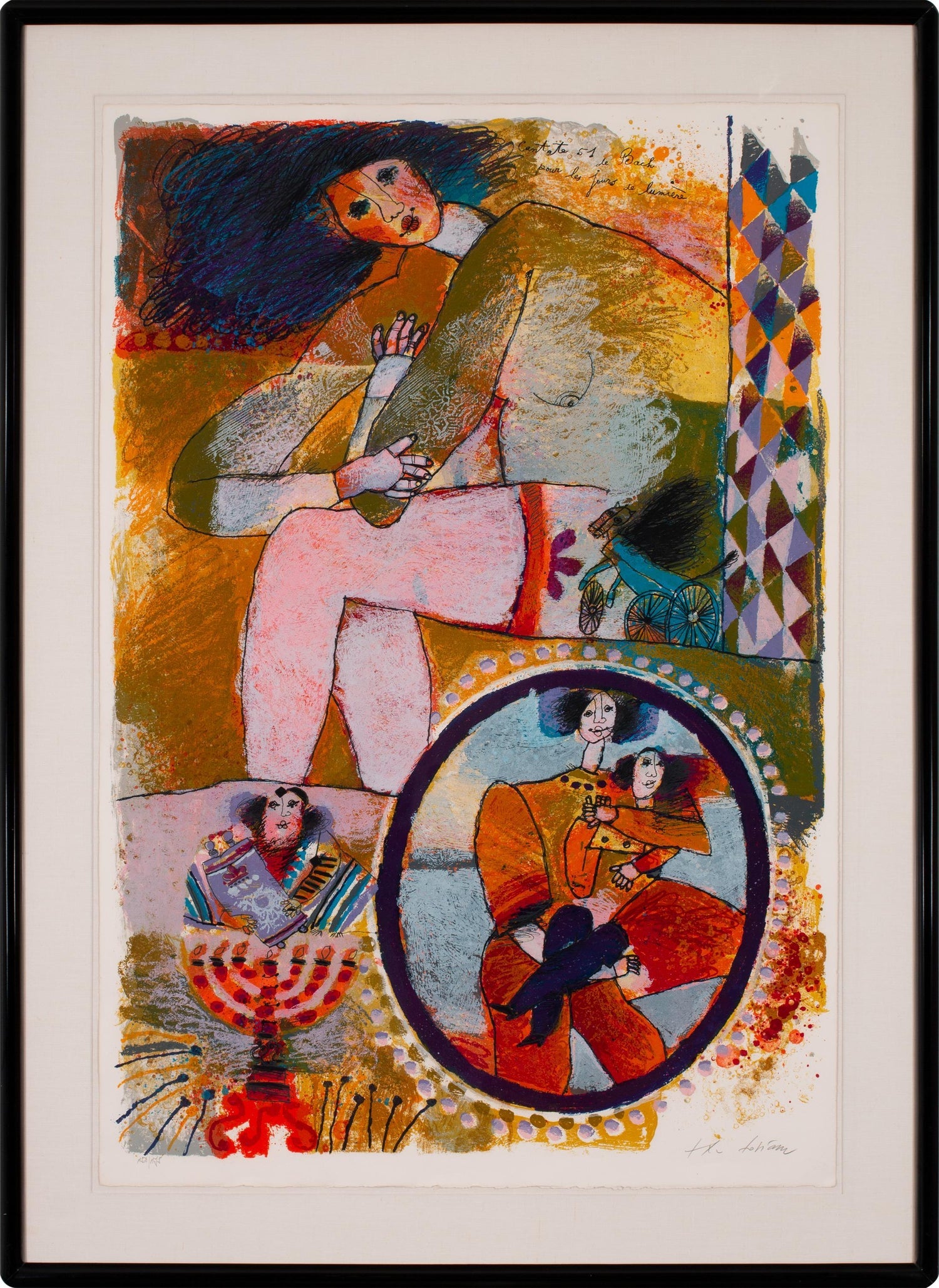 Silkscreen on Canvas Musical Belle Epoque Composition Alexander & Wissotzky