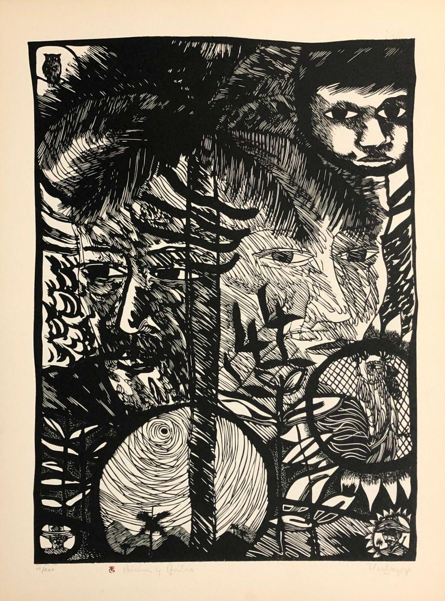 Large Venezuelan Modernist Lithograph "The Balcony #3" Color Print