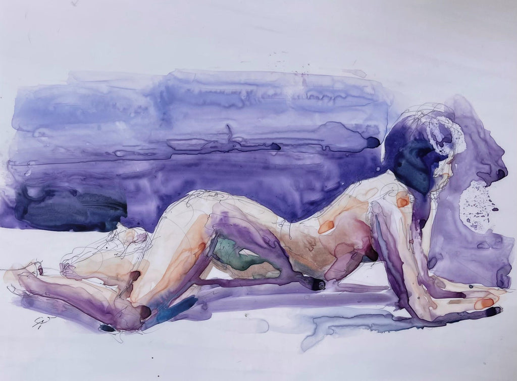 American Woman Artist Society Doyenne Polly Kraft Large Watercolor Painting