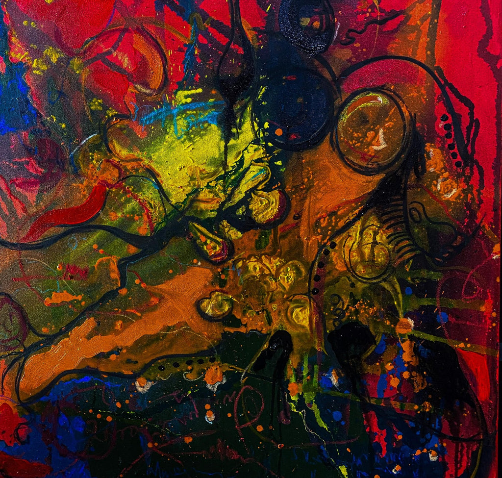 Abstract Surrealist Spray Paint Mixed Media The Web Mason Rader