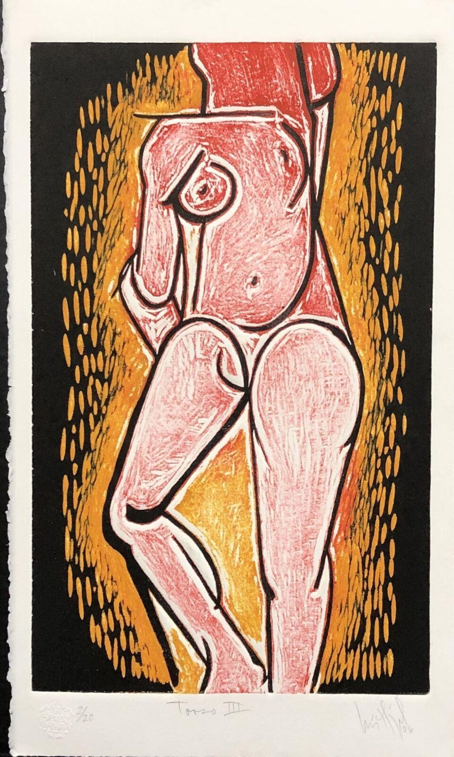 Vintage Vibrant Mod Divine Comedy Dante Inferno Virgil Woodblock Woodcut Print
