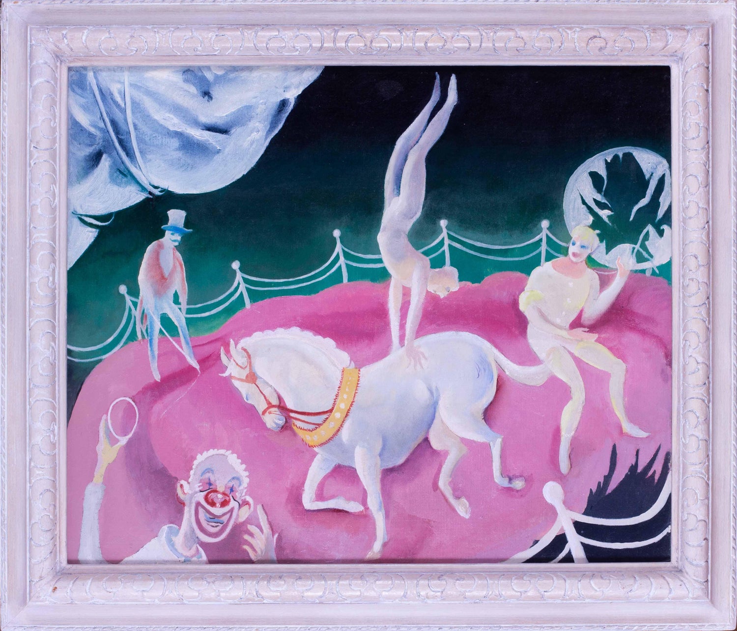 Malcah Zeldis Folk Art Gouache Painting Outsider Circus Trapeze Horse Acrobats