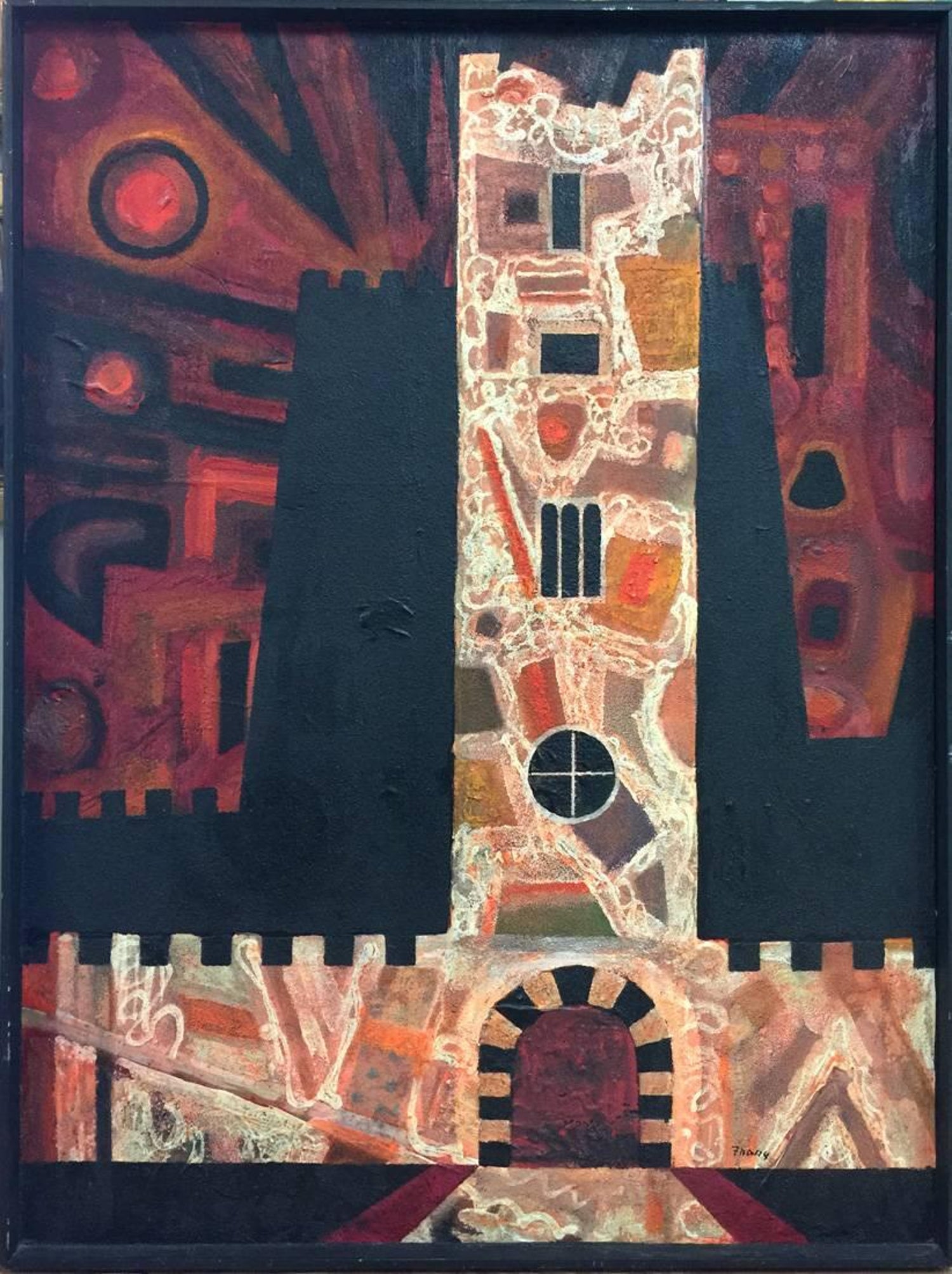 Jerusalem Tower of David, Sabra, Israeli British Modernist Impasto Oil Painting