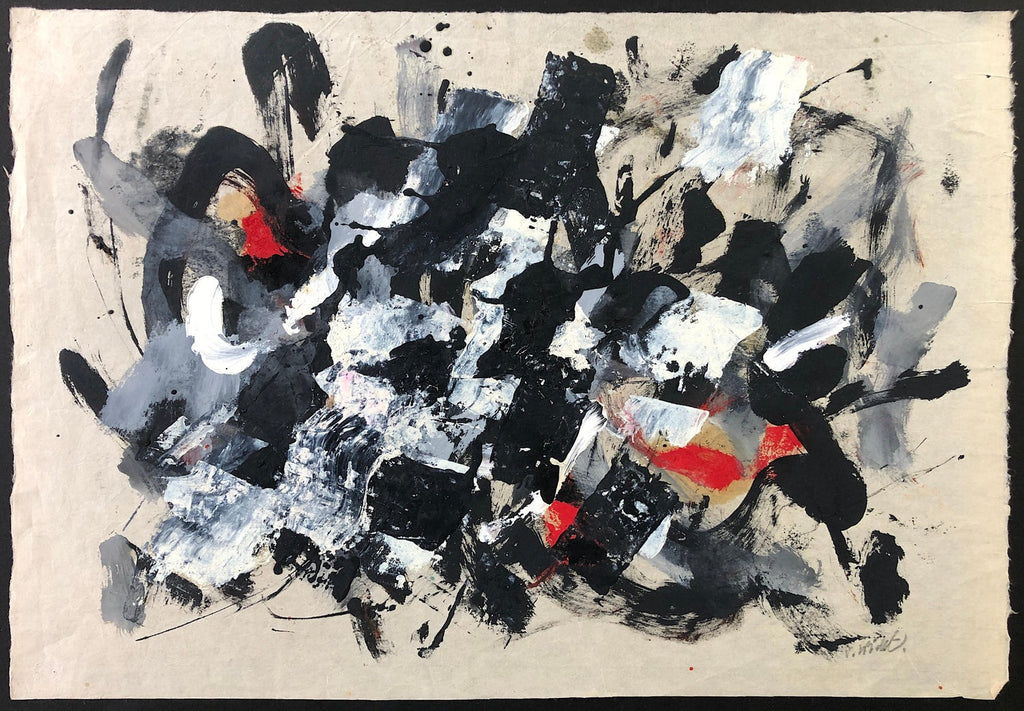 Abstract Expressionist Gouache Oil Painting on Paper John Von Wicht WPA Artist