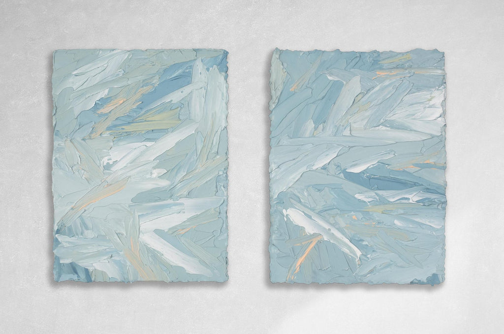 Contact Painting Twins Abstract Expressionist Diptych OIl Painting Rainer Gross