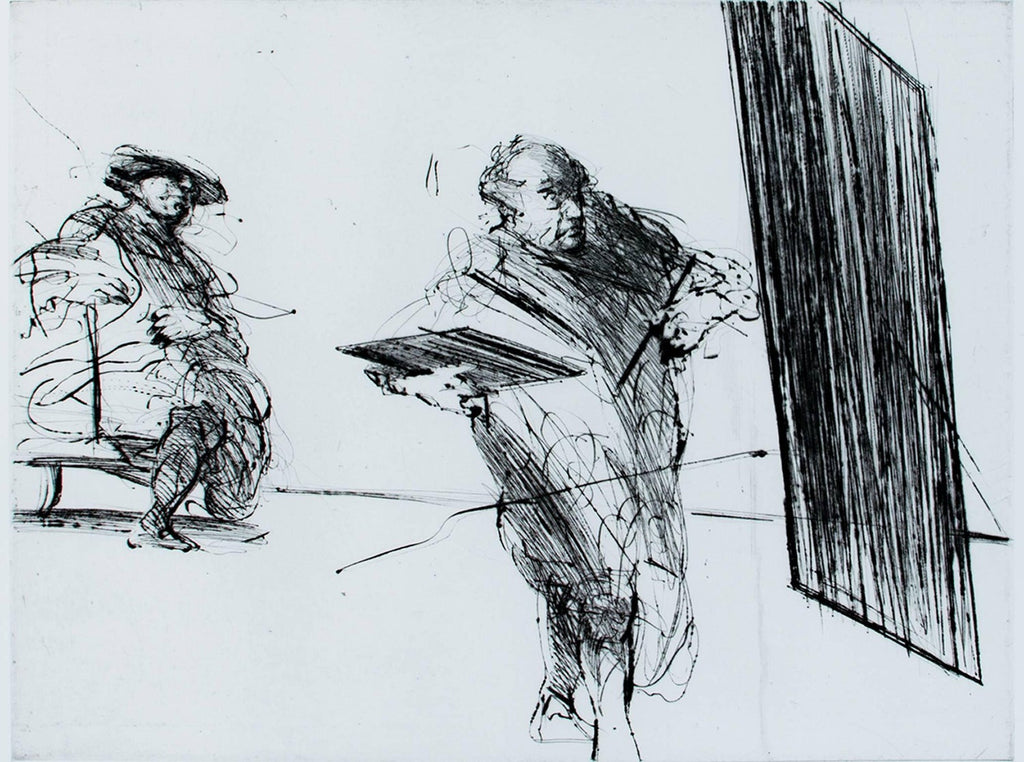 Pulitzer Prize Winner Norman Mailer Portrait Etching Line Drawing