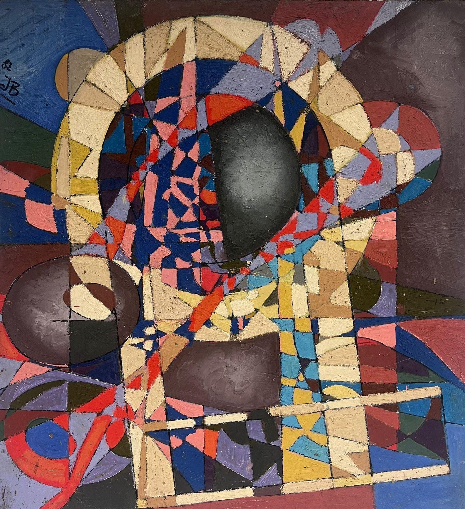 French Surrealist Colorful Futurist Abstract Painting Composition V