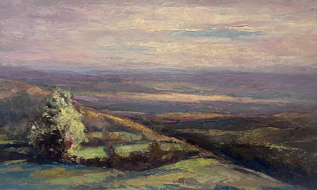 Large Pastel Landscape Purple Mountains Landscape American Modernist Painting