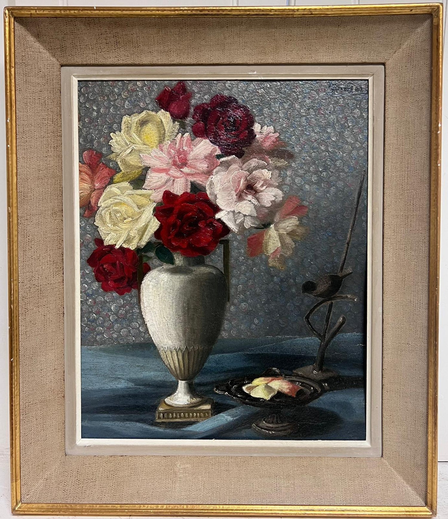 French Surrealism Oil Painting Pierre Henry Surrealist Color Flowers in Vase