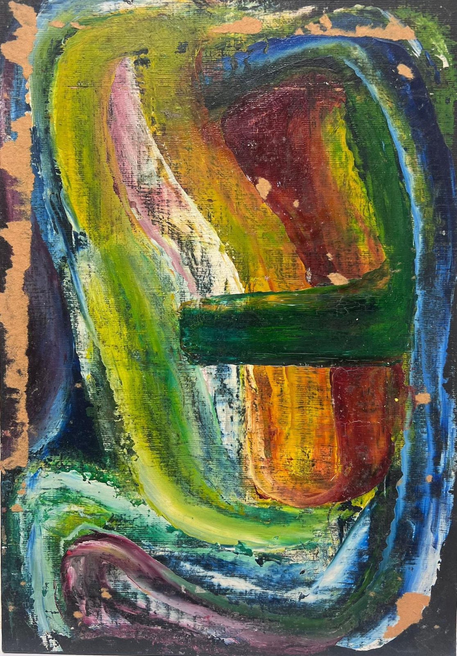 Bauhaus Moshe Raviv Moi Ver Abstract Oil Painting Lithuanian Israeli Modern