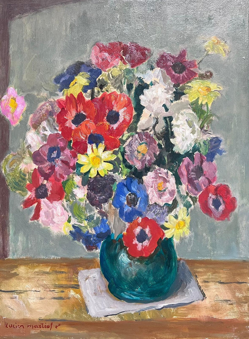 Luigi Corbellini French Italian Post Impressionist Oil Painting Vase of Flowers