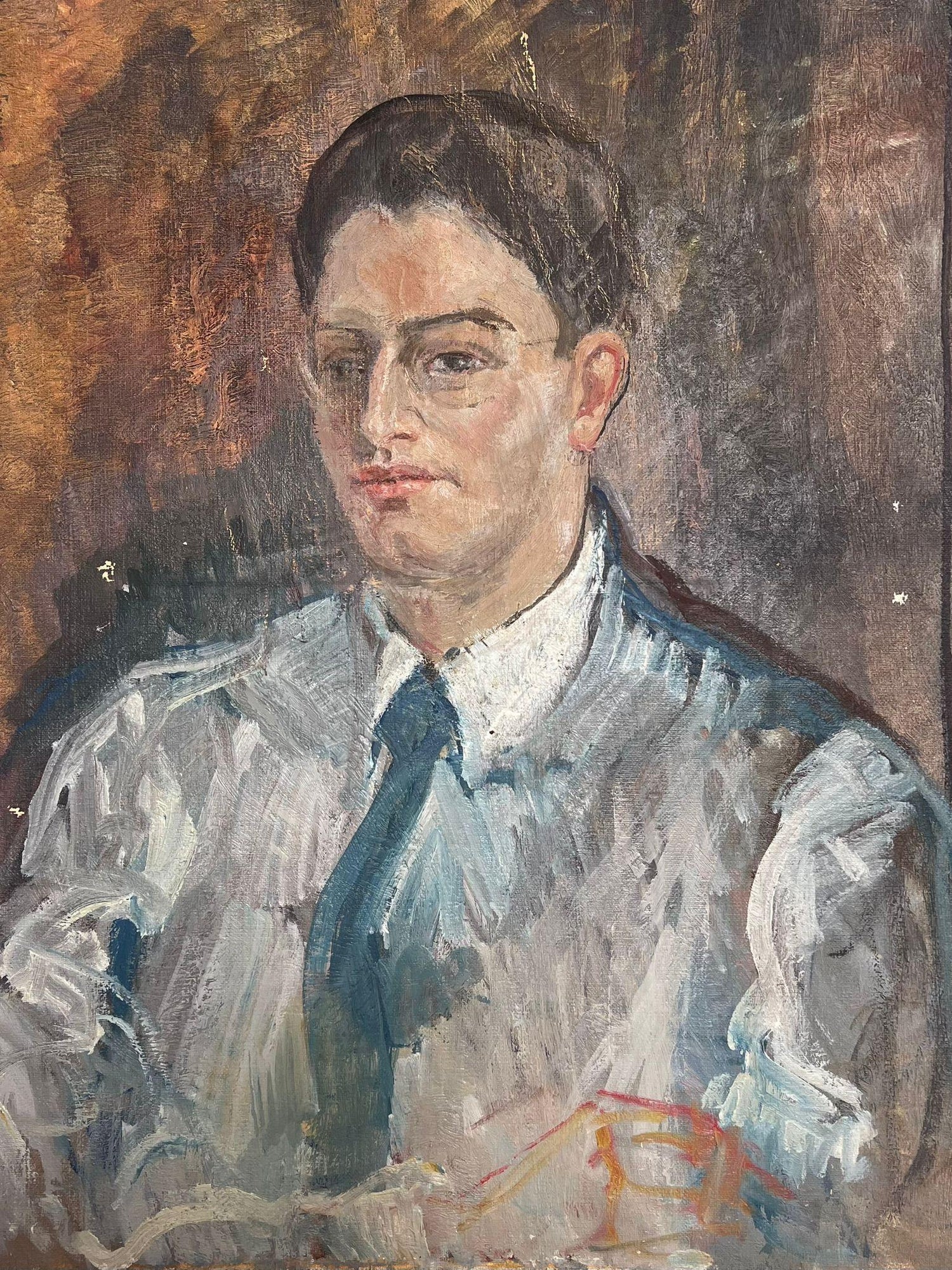 British Modernist Portrait of Chaim Weizmann President of Israel Oil Painting