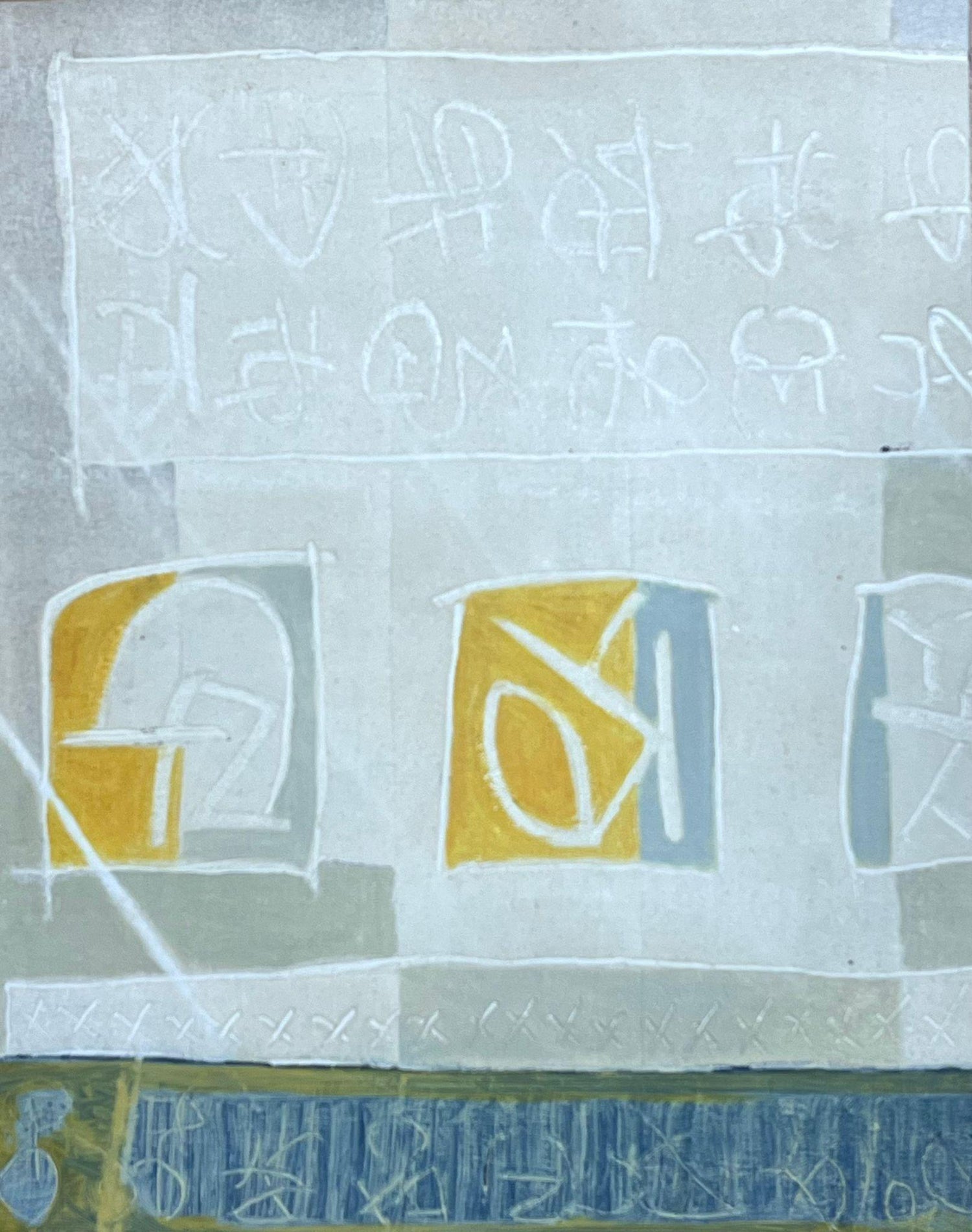 Italian Modernist Pop Art Oil Painting on Cement Mixed Media Paolo Valle, Venice