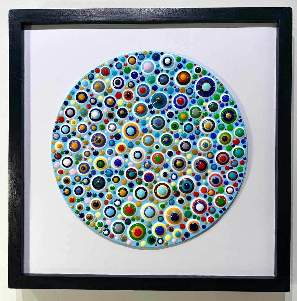 Mixed Media Pop Art Abstract Painting on Vinyl Record LP Wall Sculpture Weege