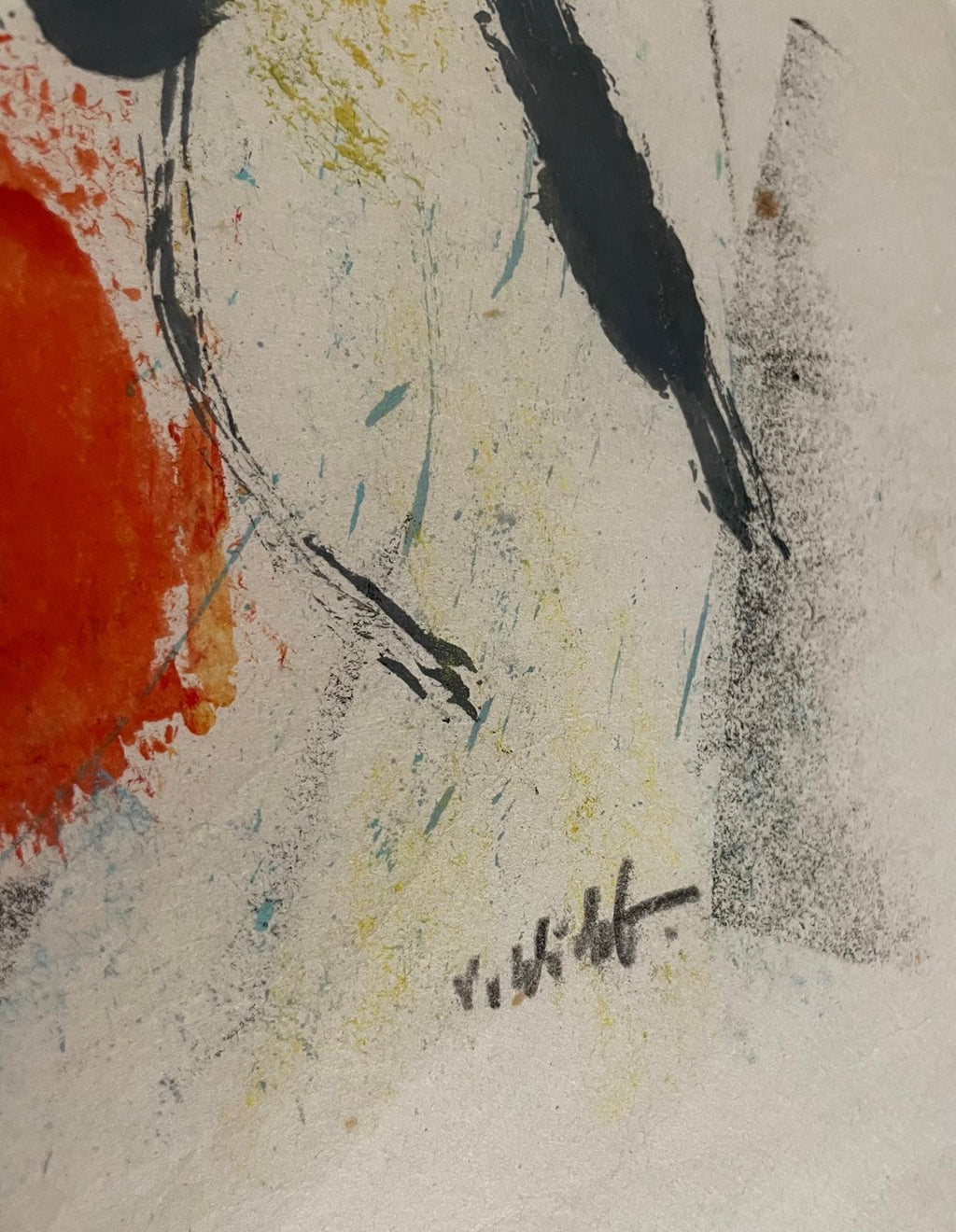 Abstract Expressionist Gouache Oil Painting on Paper John Von Wicht WPA Artist