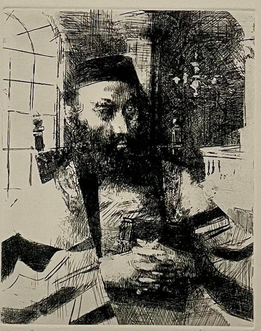 Jack Levine Modernist WPA Artist Ashkenazi Rabbi Etching Judaica Jewish Print