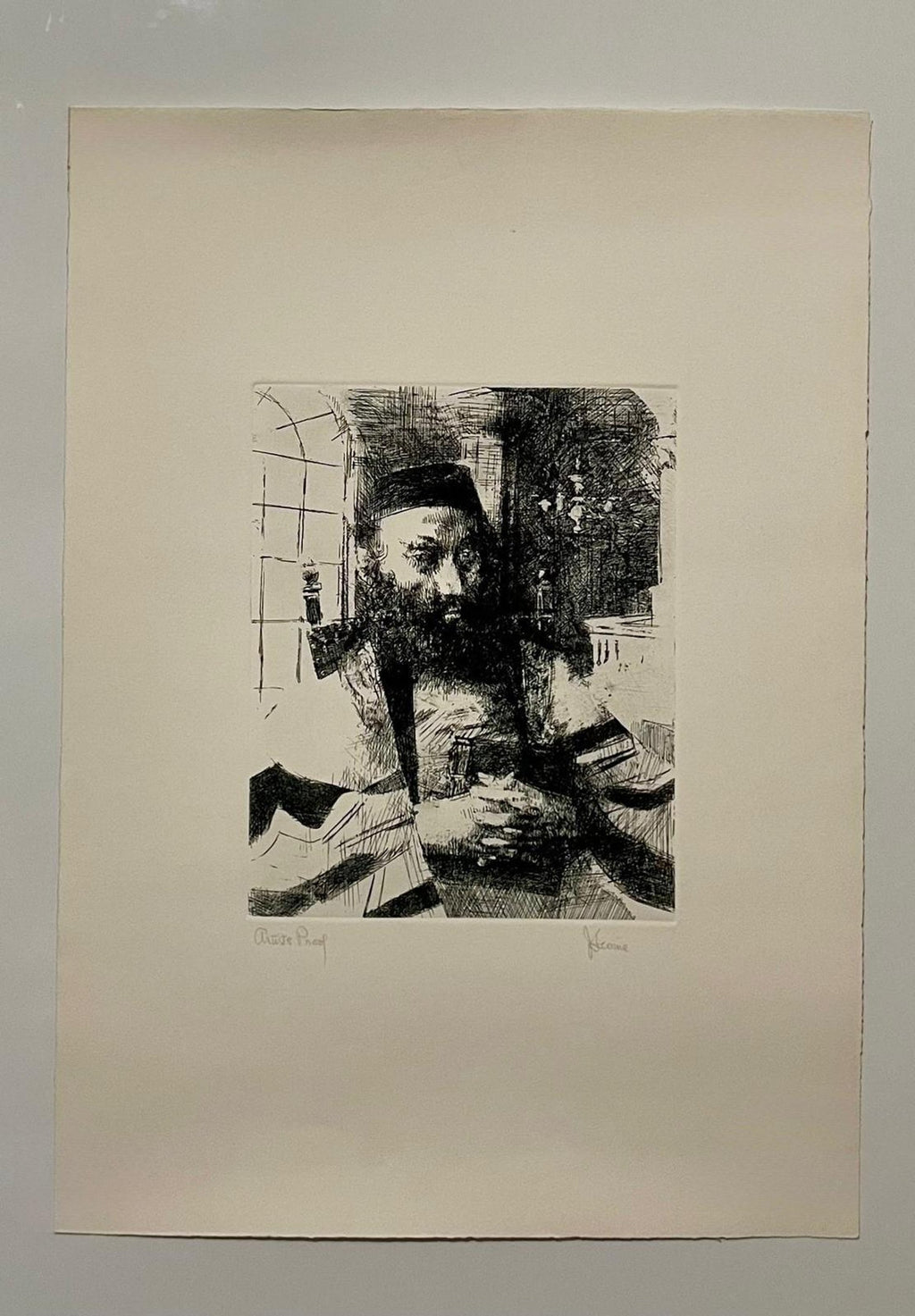 Jack Levine Modernist WPA Artist Ashkenazi Rabbi Etching Judaica Jewish Print