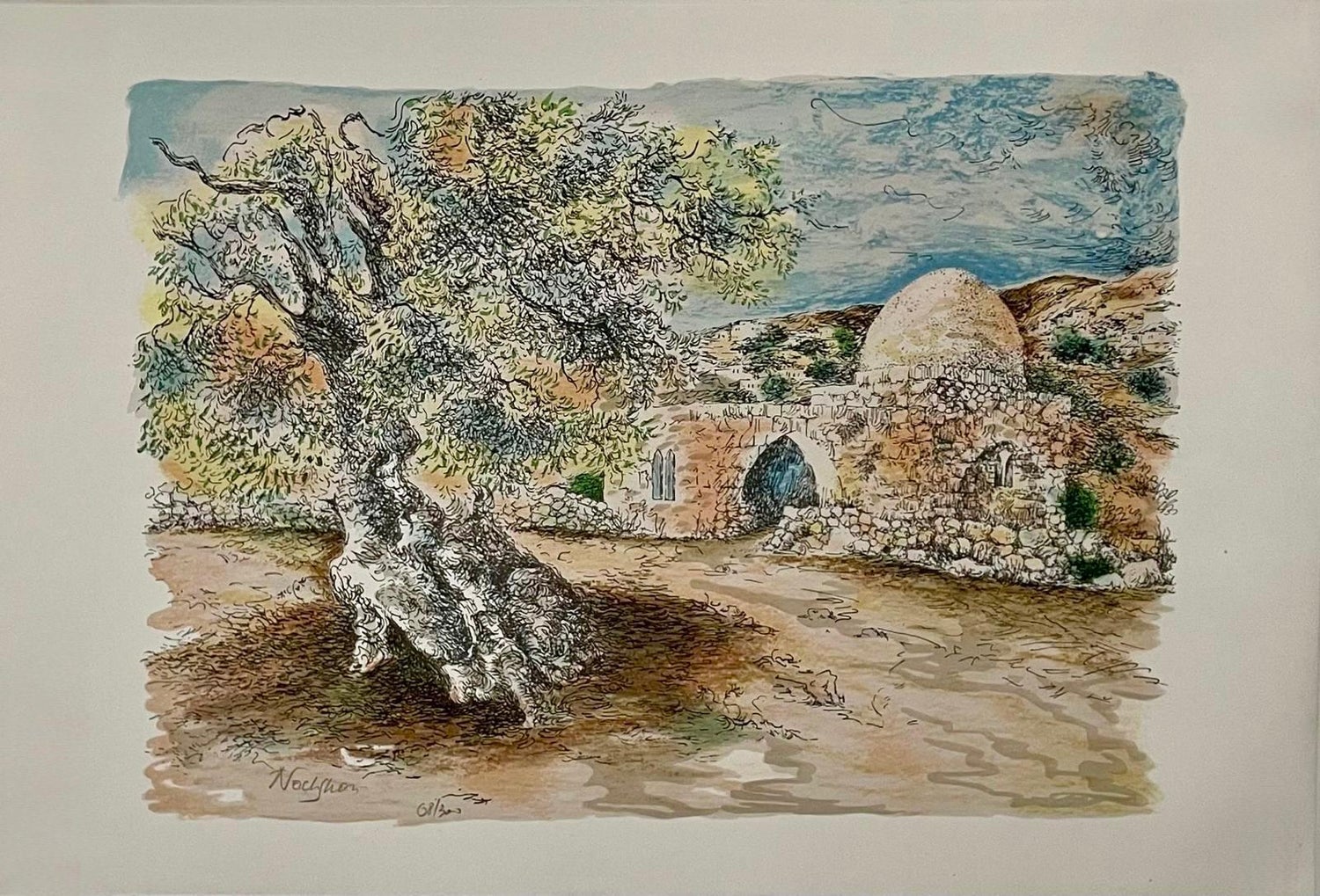Baruch Nachshon Kever Rochel Rachel's Tomb Israel Judaica Lithograph Israeli Art