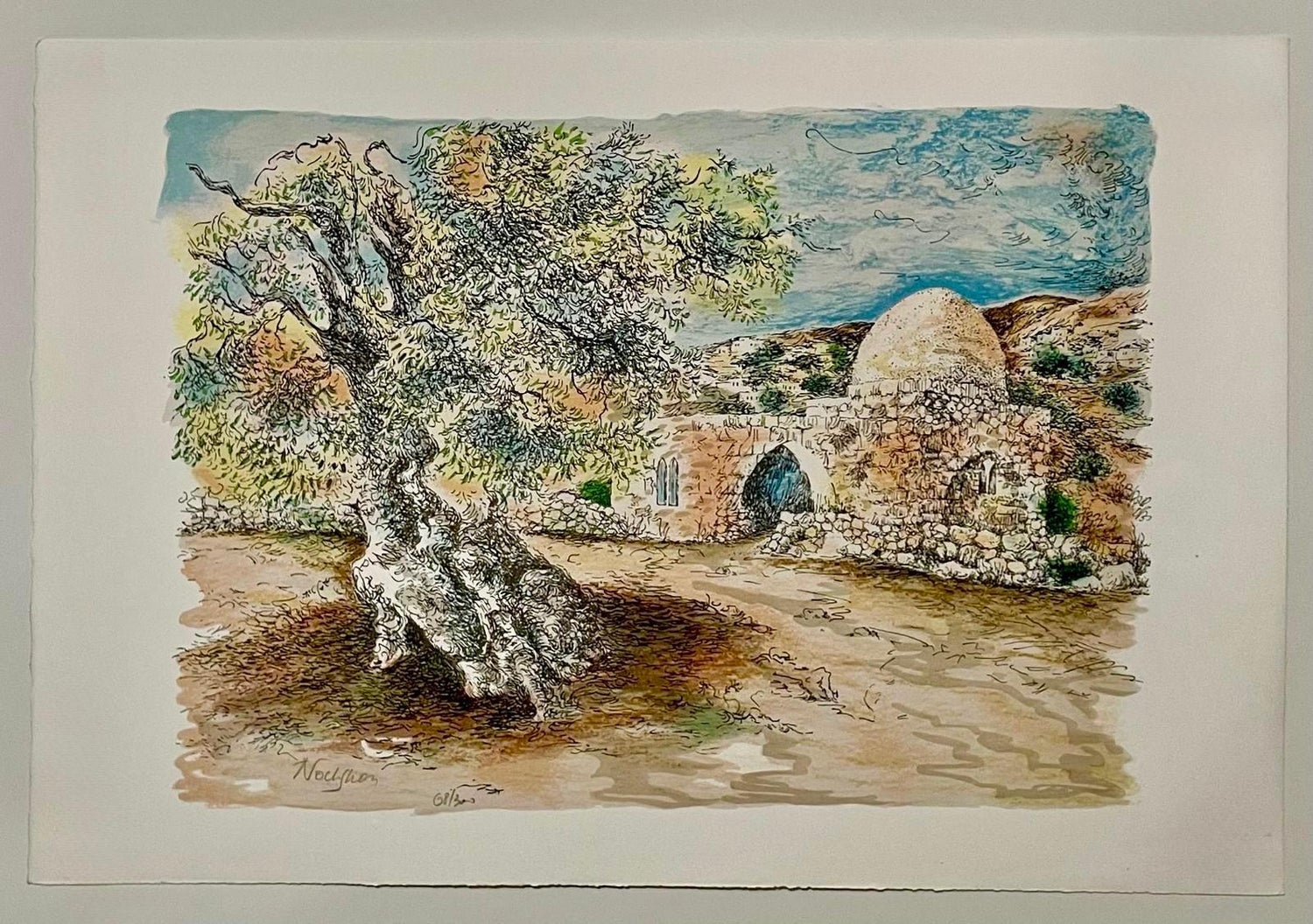Baruch Nachshon Kever Rochel Rachel's Tomb Israel Judaica Lithograph Israeli Art