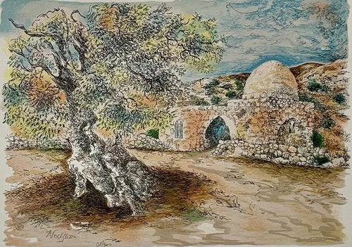 Baruch Nachshon Kever Rochel Rachel's Tomb Israel Judaica Lithograph Israeli Art
