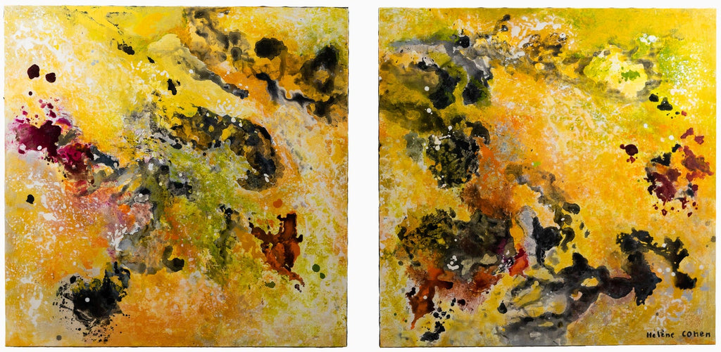 Contact Painting Twins Abstract Expressionist Diptych OIl Painting Rainer Gross