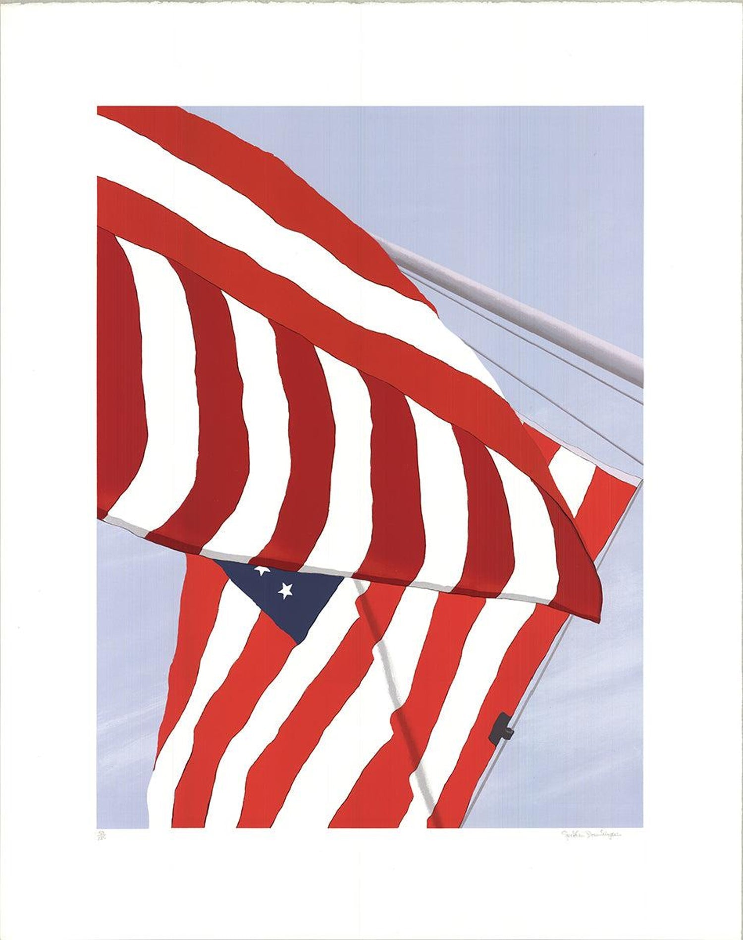 Ohio Art Modern Americana Patriotic Lithograph American Flag Attentive Patriots