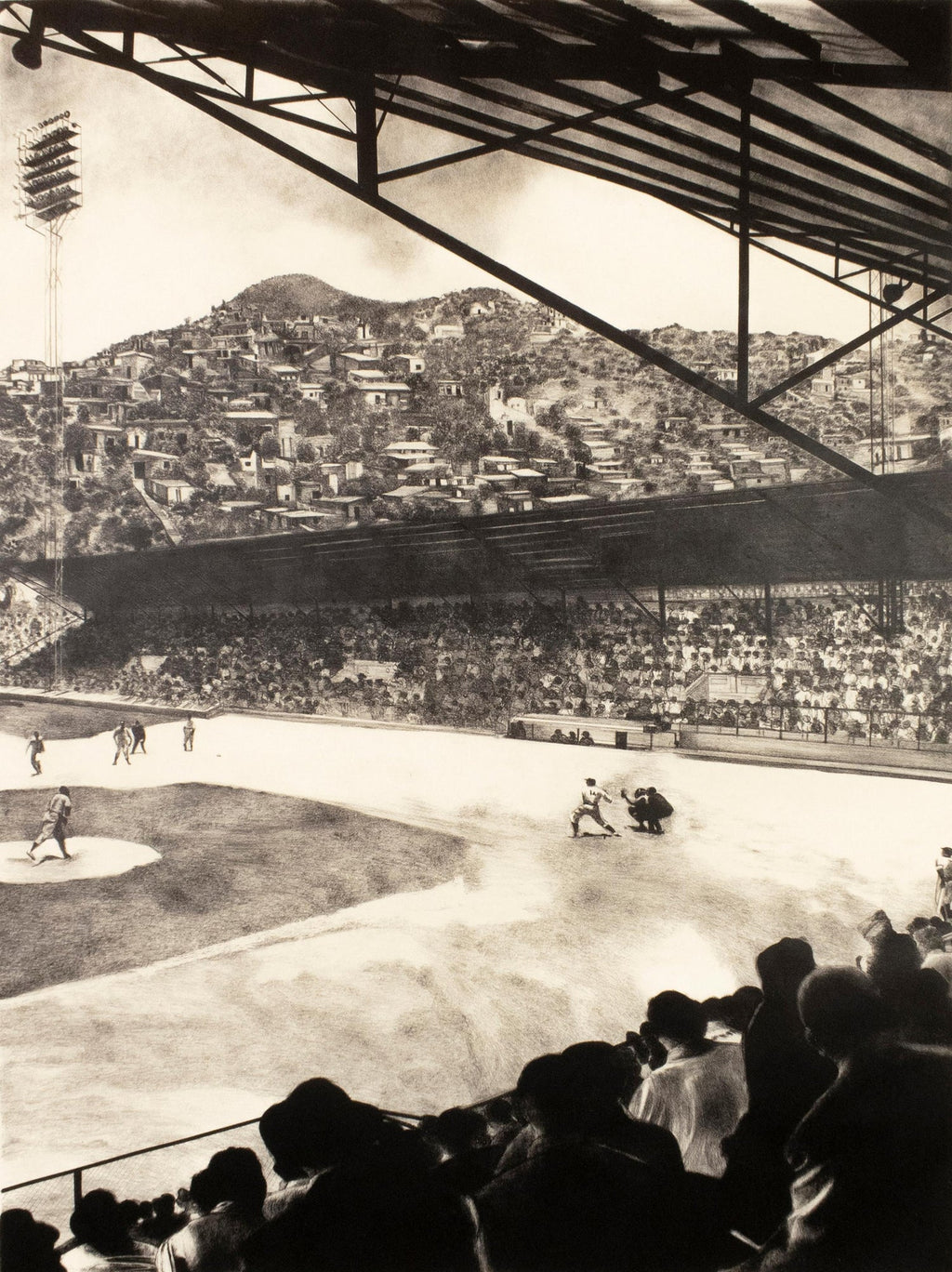 Large American Modernist Oil Painting Baseball Game the Tryout Sidney Goodman