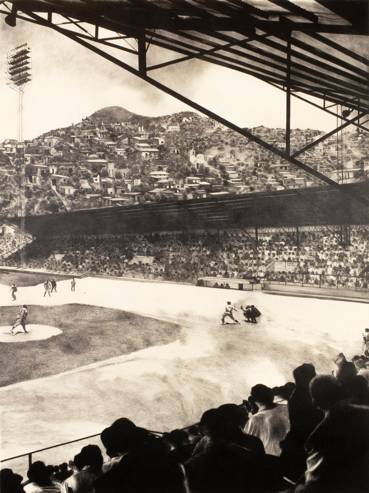 Large American Modernist Oil Painting Baseball Game the Tryout Sidney Goodman