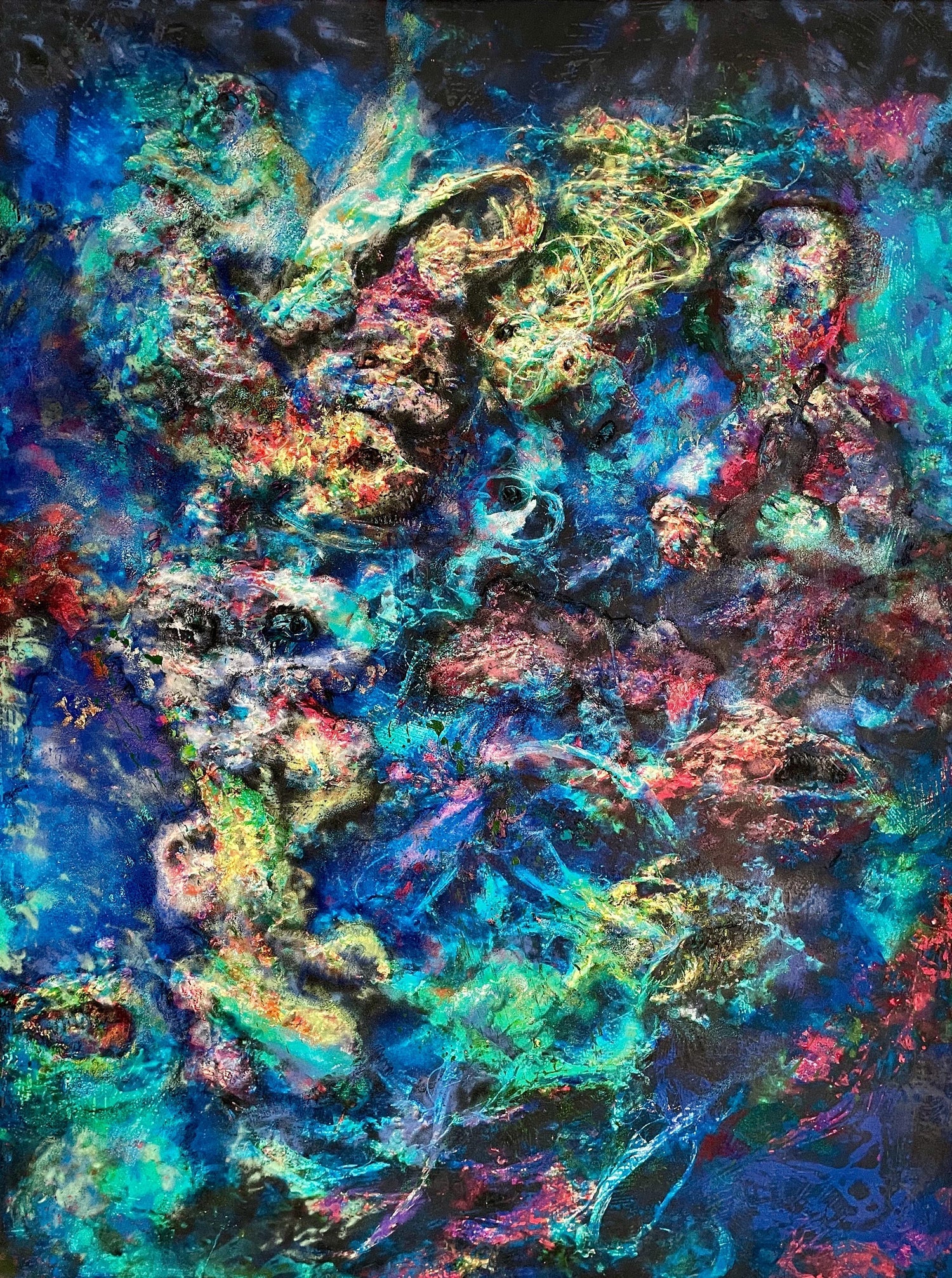 Large Original Mixed Media Painting on Rice Paper Chinese Artist Jiang Tiefeng