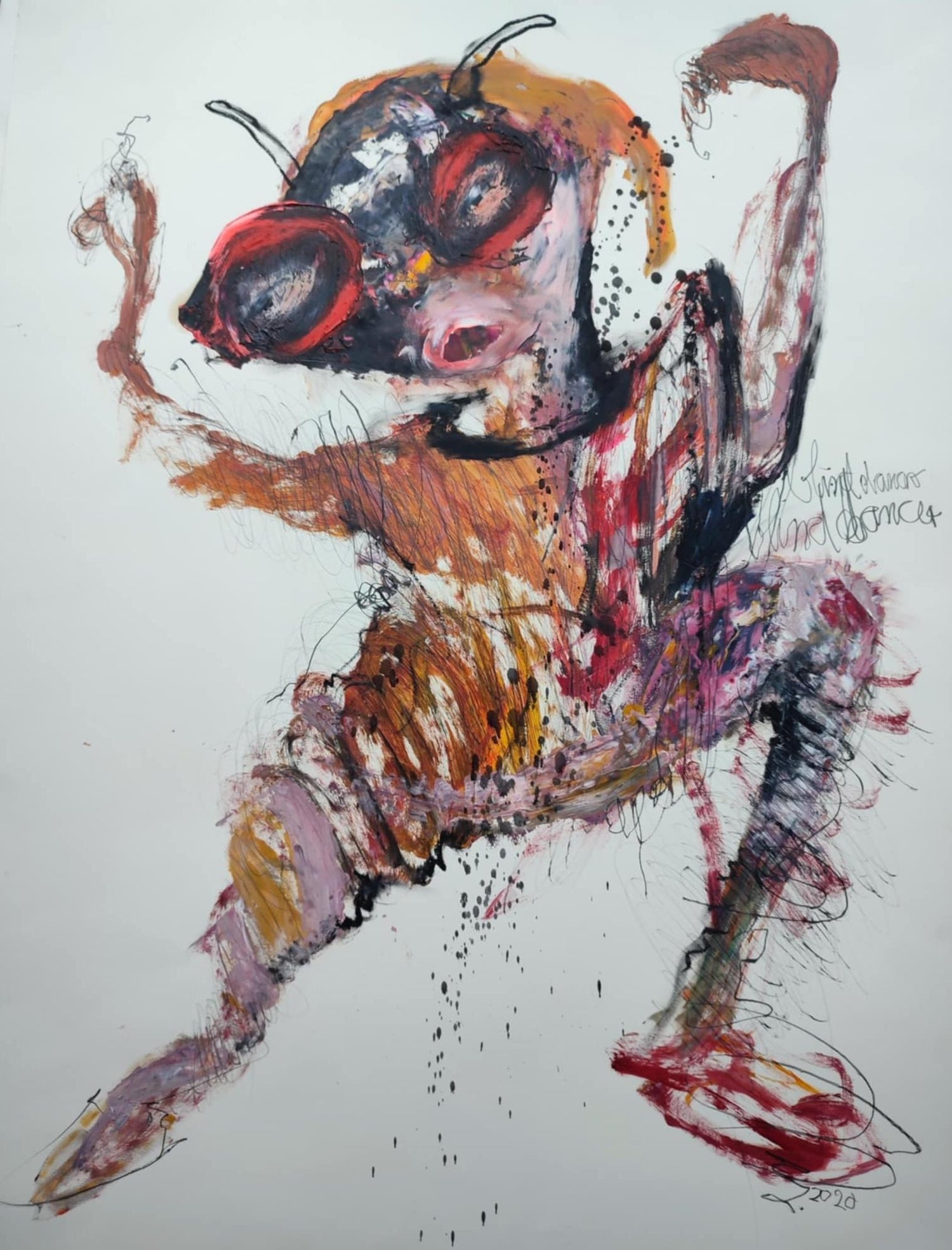 Modern Figurative Surrealism Watercolor Painting, Drawing California Artist