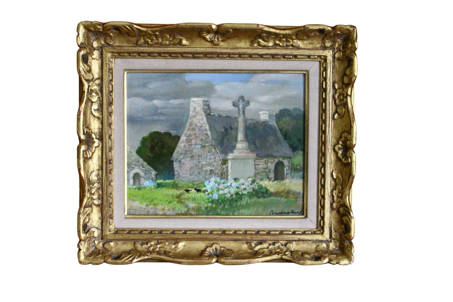 Large French Oil Painting Chateau Jacques Eitel