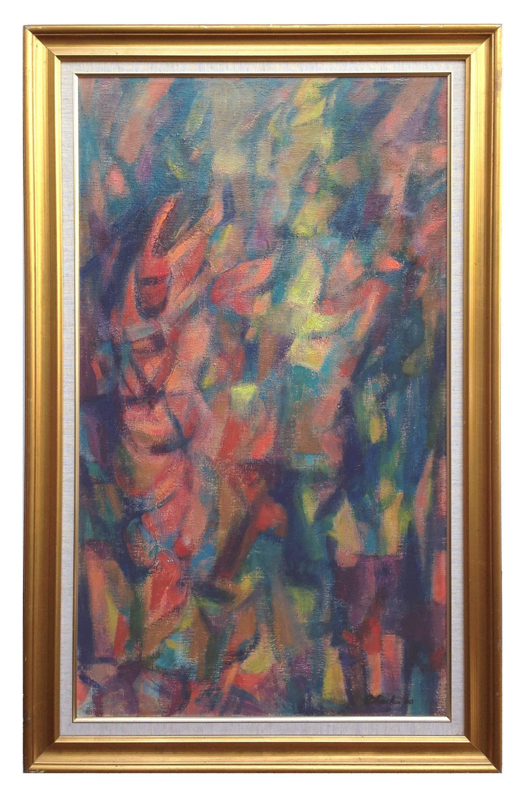 Bay Area Figurative Abstract Gouache Painting "Video Tower" John Hultberg