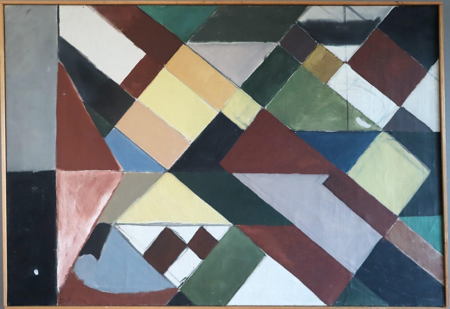 Stop Flats Night Stops Abstract Geometric Modernist Oil Painting W.C. Richardson