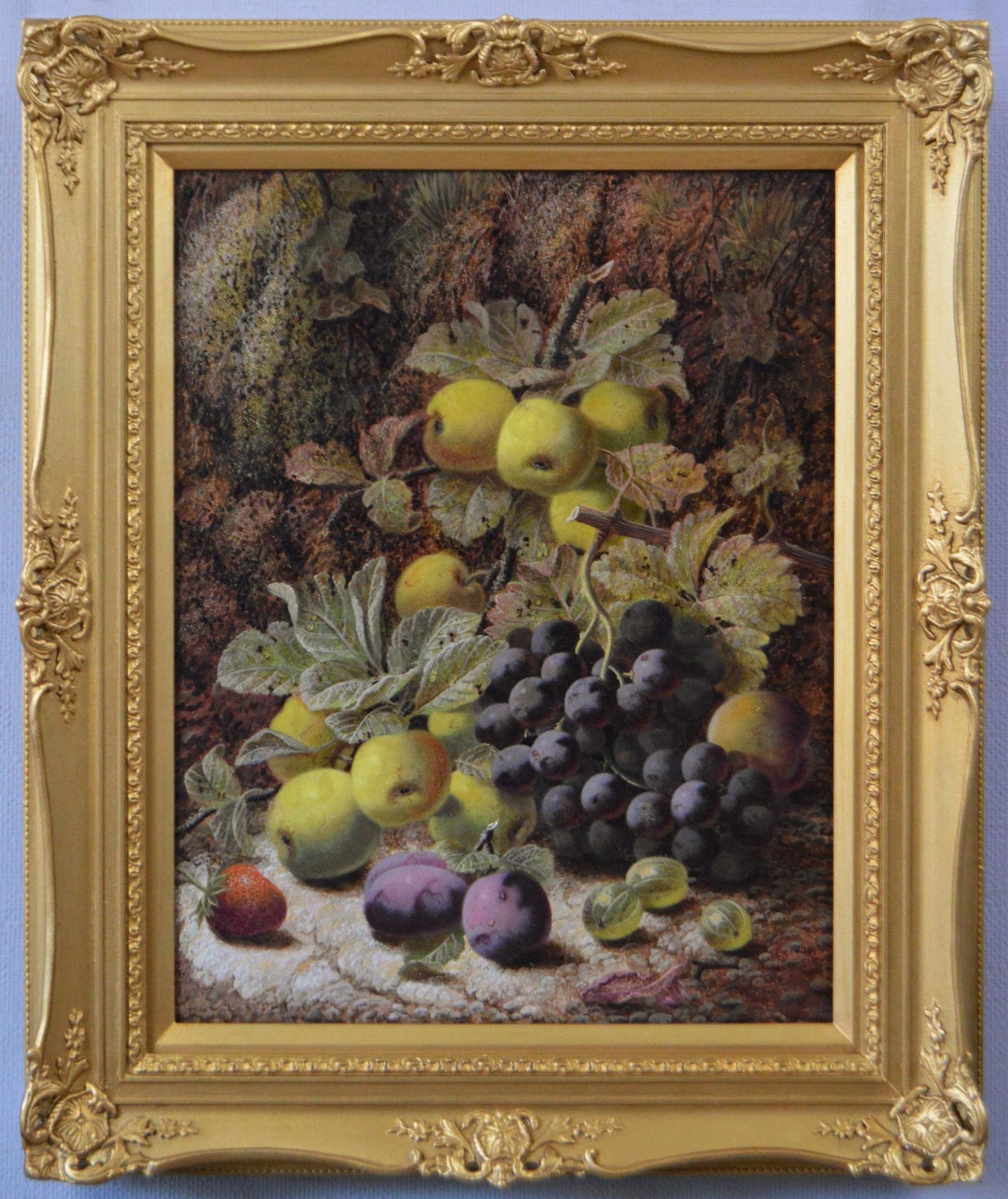 George Deem Appropriation Oil Painting Still Life, fruits, Grapes, Pomegranates