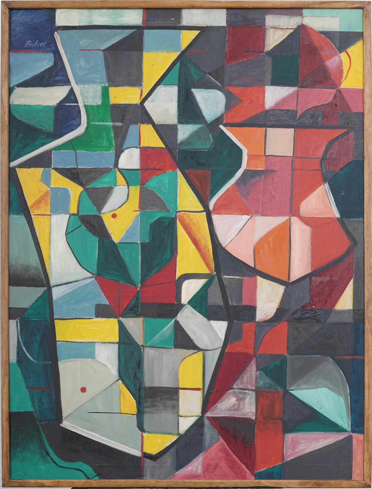 Israeli Cubist Modernist Oil Painting "Rosh Shiryon Abir" Armor