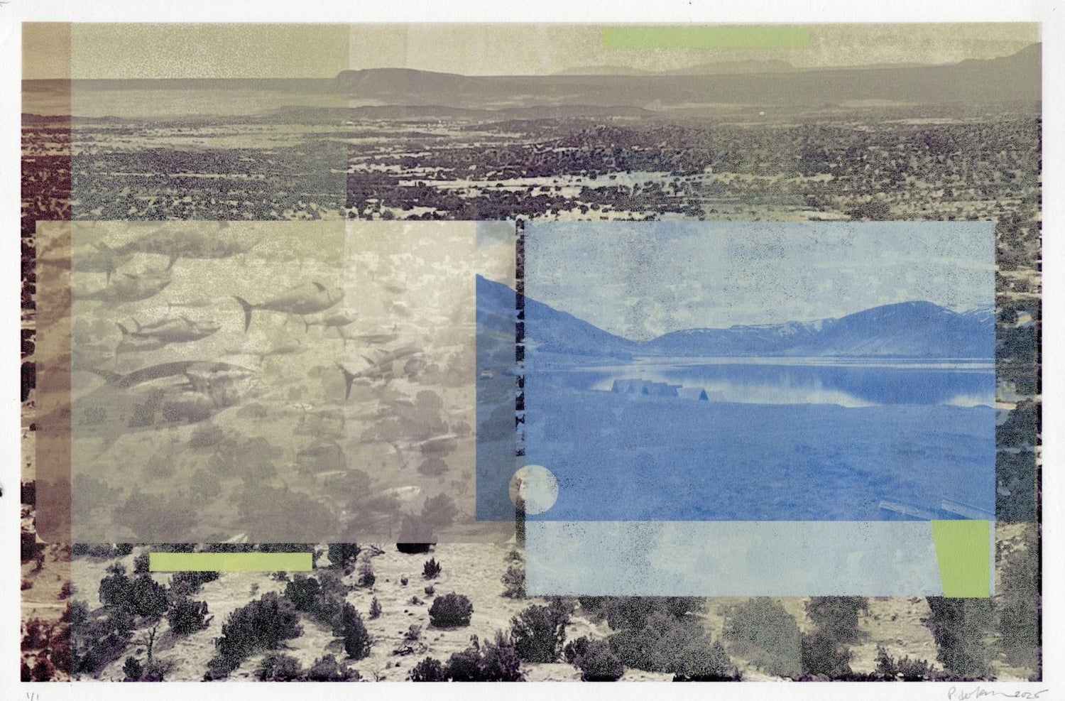 Iain Baxter& "Containing Landscape" Conceptual Monoprint Painting