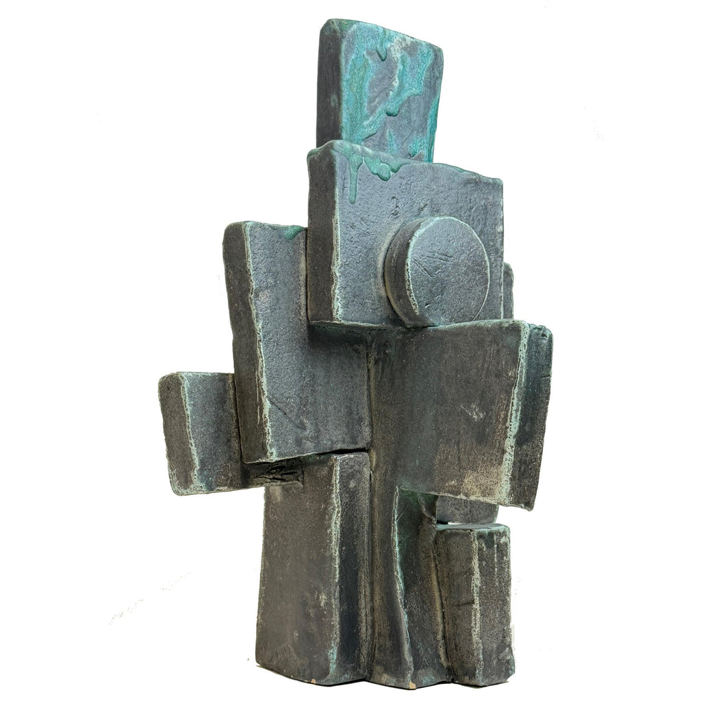 Ted Egri Taos Modernist Judaica Cubist Bronze Sculpture Rabbi & Torah WPA Artist